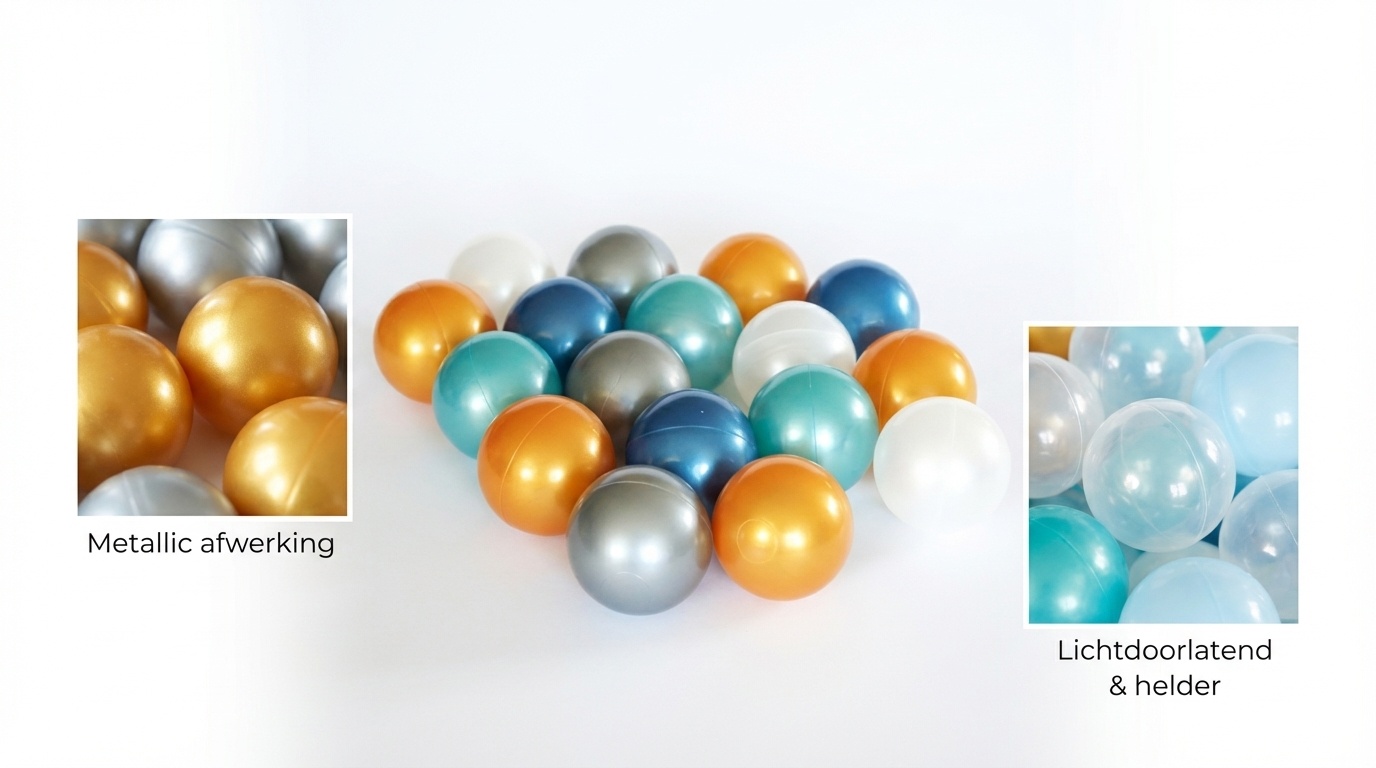 Ballenbak ballen 1000 stuks 7cm, goud, zilver, transparant, turqoise, lichtblauw