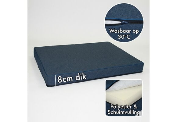 Hondenkussen - maat M - 50x60x8cm - wasbaar - marineblauw