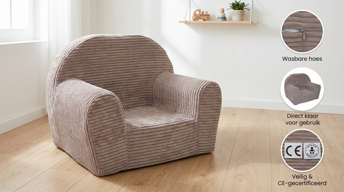 Kinderfauteuil - LINCOL - 60x40x45 cm - corduroy - roze