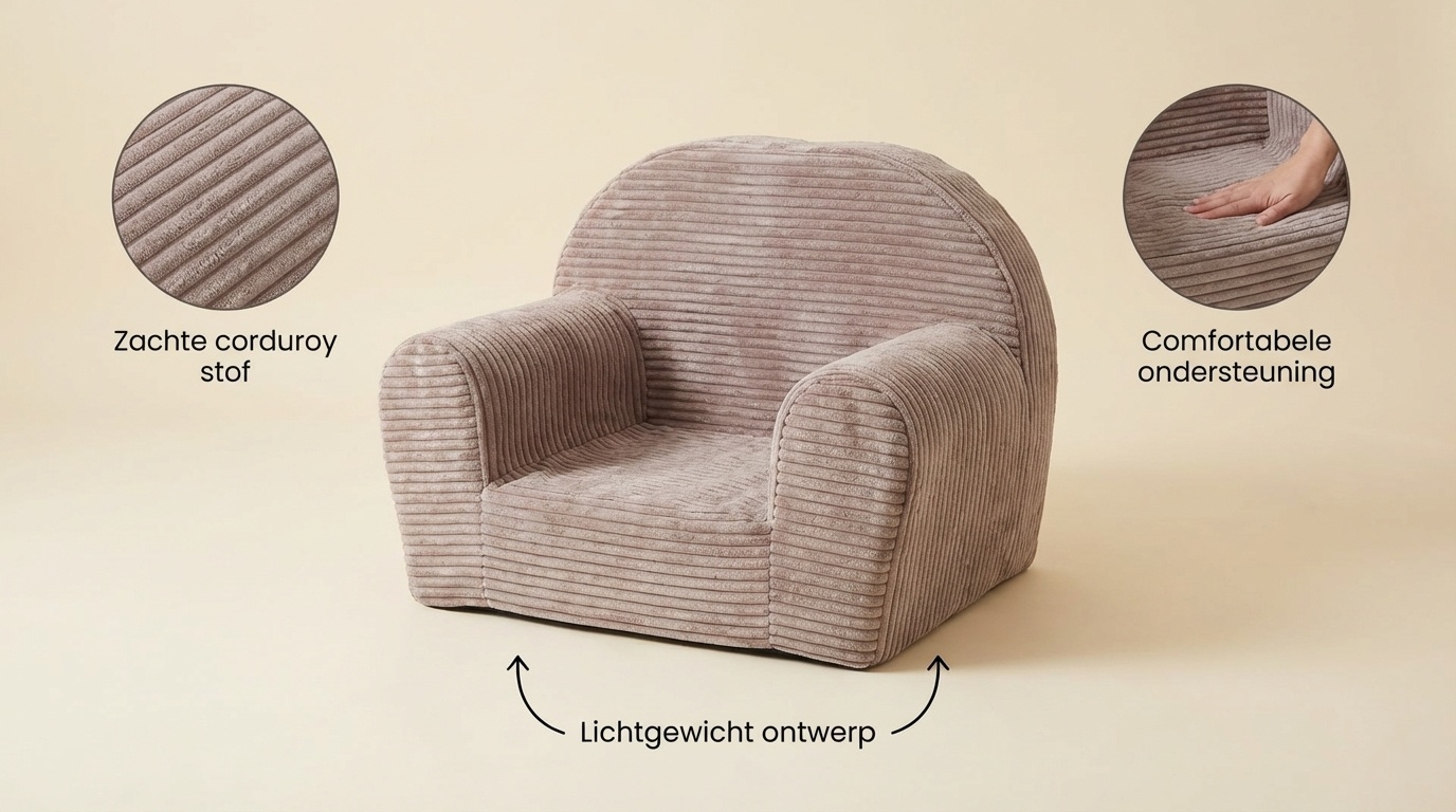 Kinderfauteuil - LINCOL - 60x40x45 cm - corduroy - roze