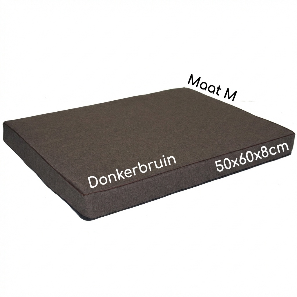 Hondenkussen - maat M - 50x60x8cm - wasbaar - donkerbruin