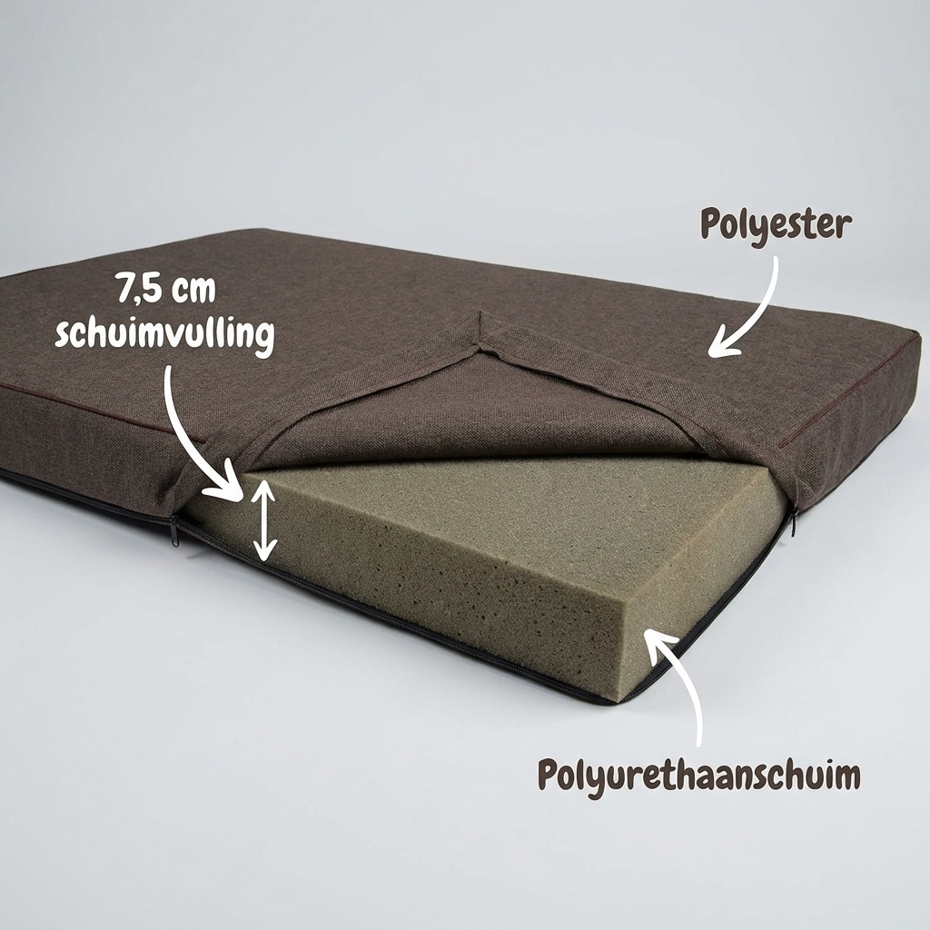 Hondenkussen - maat M - 50x60x8cm - wasbaar - donkerbruin