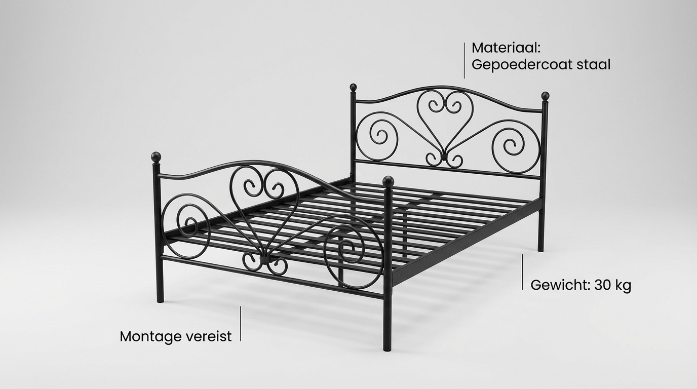 Metalen bedframe met lattenbodem - 140x200 - zwart