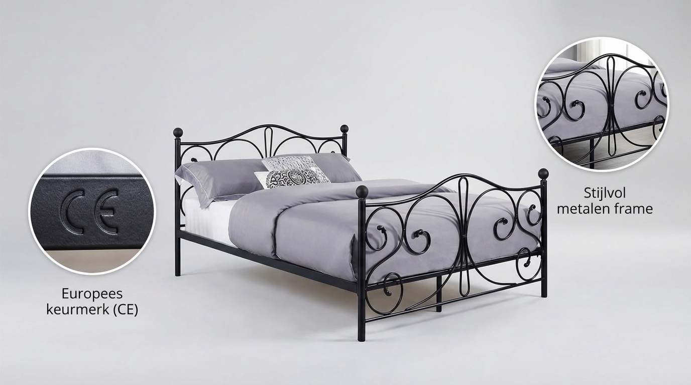Metalen bedframe met lattenbodem - 140x200 - zwart