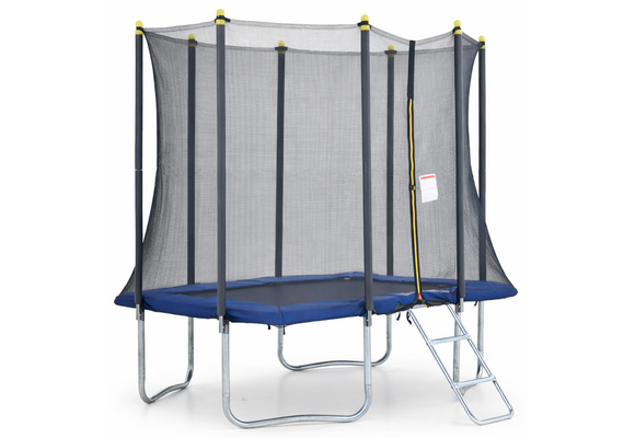 Rechthoekige trampoline - 215 x 155 cm - veiligheidsnet - blauw