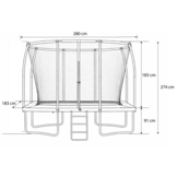 Rechthoekige trampoline - 280 x 183 cm - veiligheidsnet - blauw