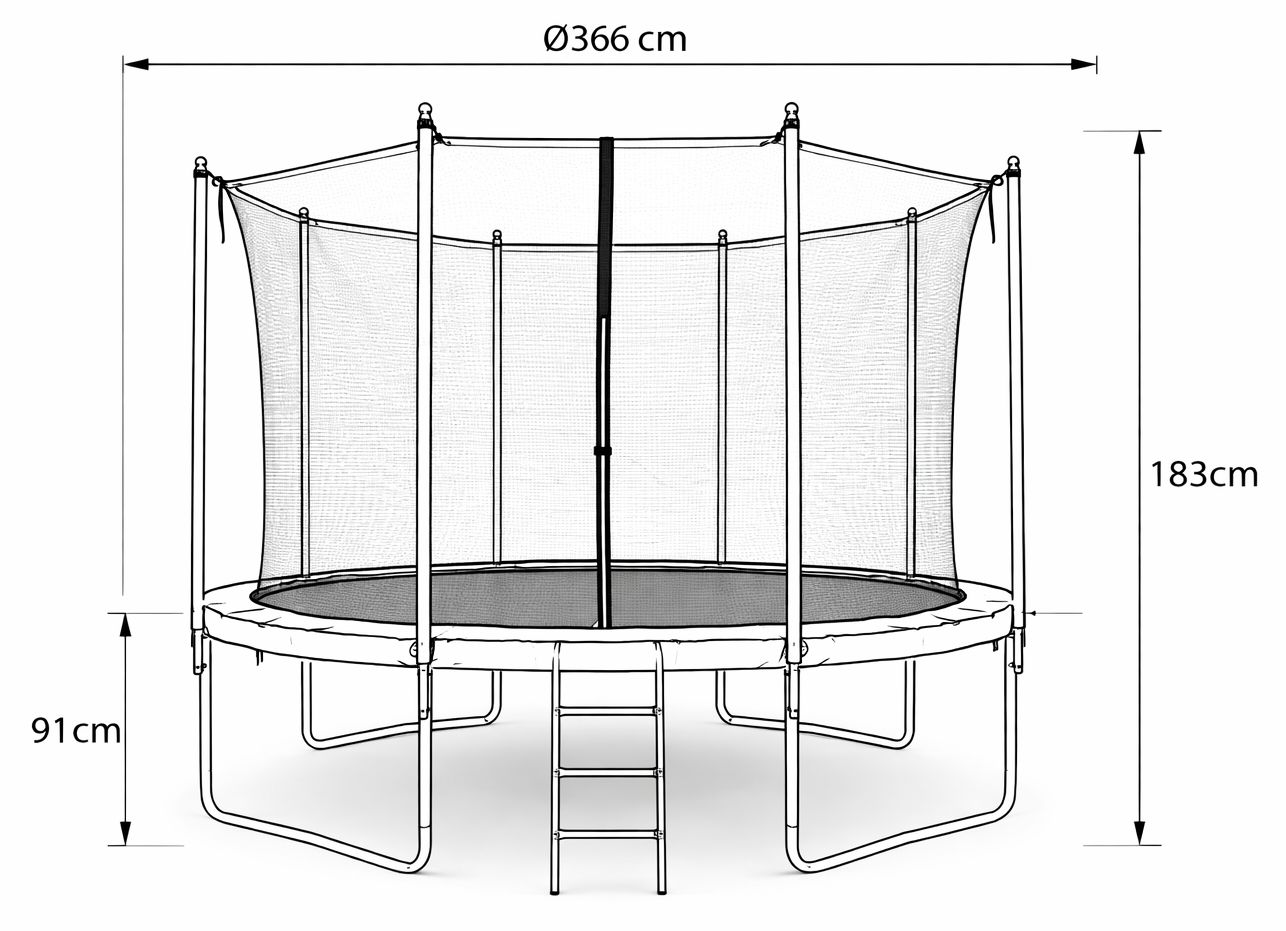 Ronde trampoline - 366 cm - veiligheidsnet - blauw