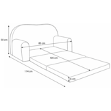 Kinderbankje uitklapbaar - mini sofa 85x60x50 cm - beige