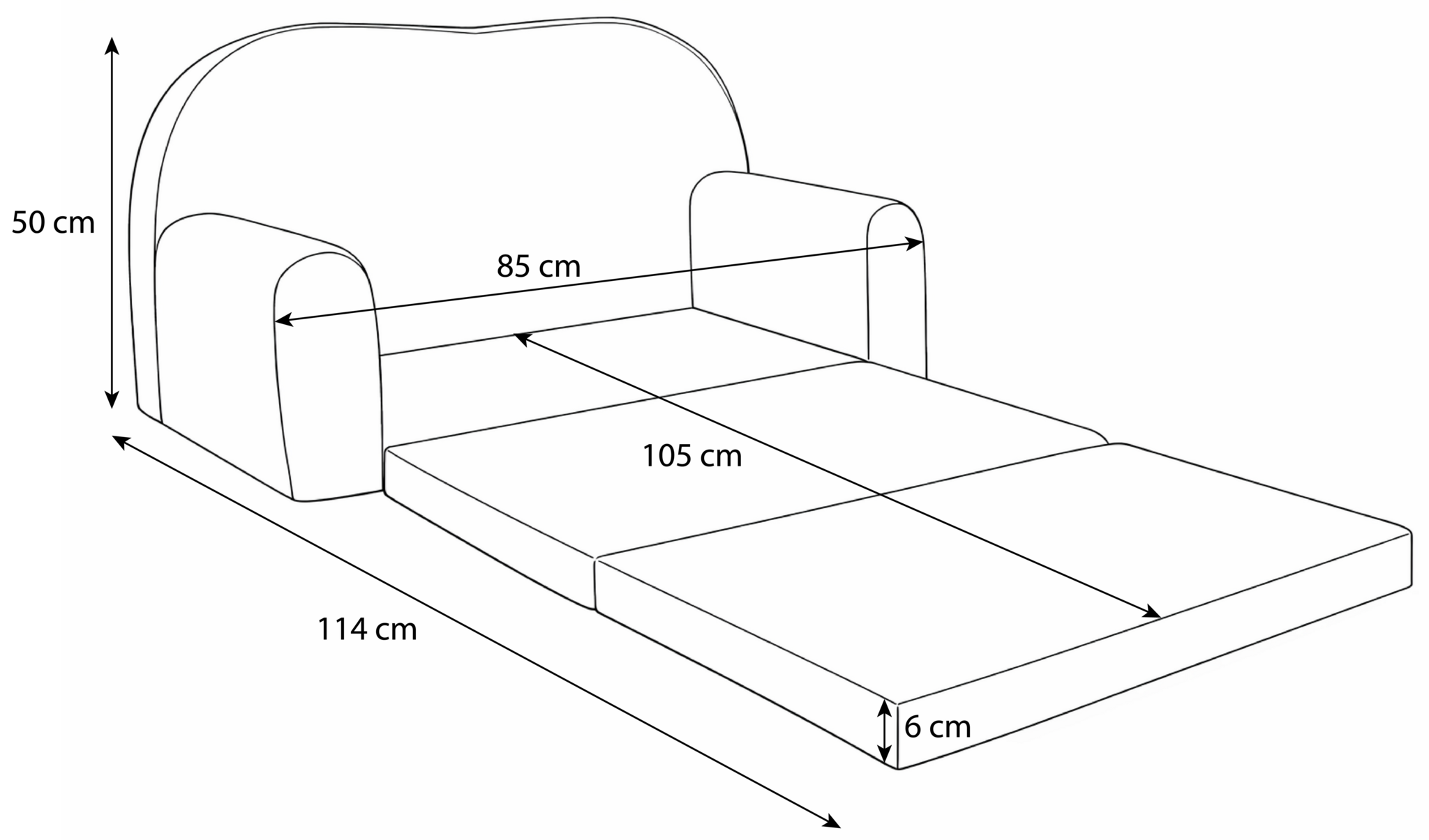 Kinderbankje uitklapbaar - mini sofa 85x60x50 cm - taupe