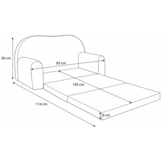 Kinderbankje uitklapbaar - mini sofa 85x60x50 cm - grijs