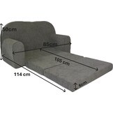 Kinderbankje uitklapbaar - mini sofa 85x60x50 cm - grijs