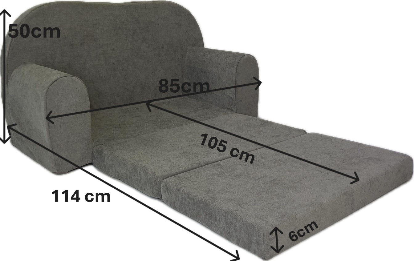 Kinderbankje uitklapbaar - mini sofa 85x60x50 cm - grijs