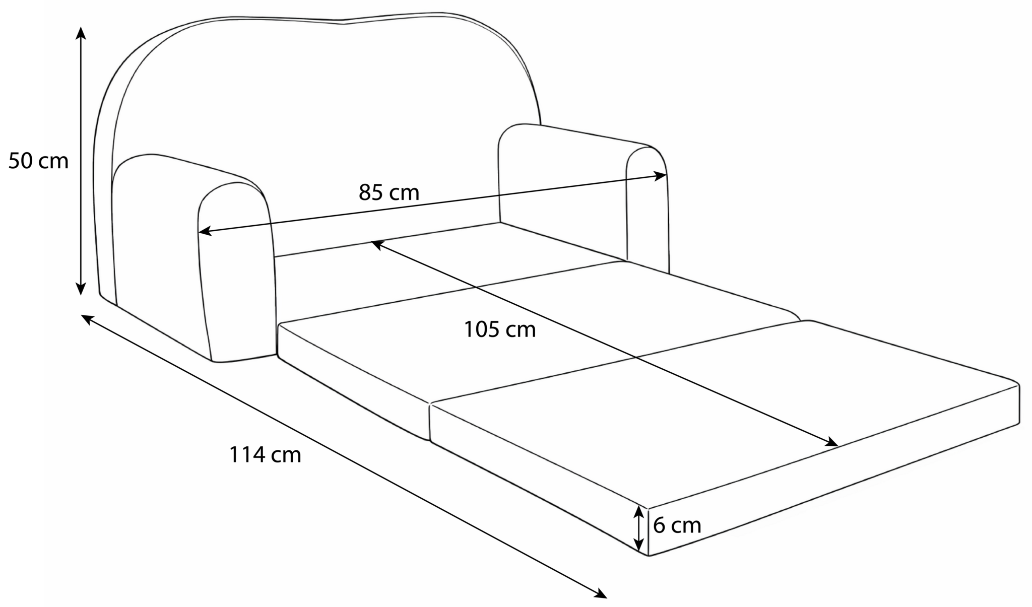 Kinderbankje uitklapbaar - mini sofa 85x60x50 cm - grijs groen