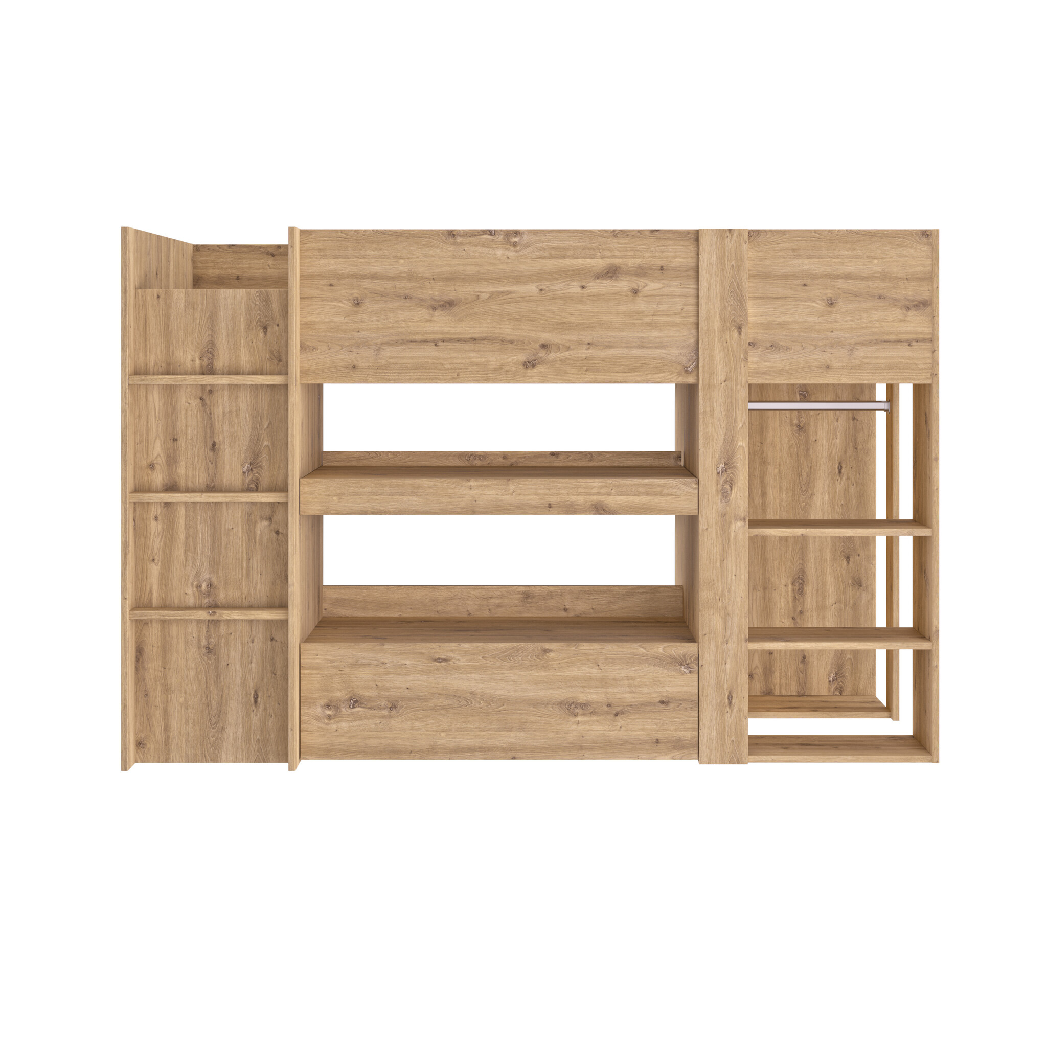 Halfhoogslaper - met bureau en kast - 90x200 cm - artisan eiken