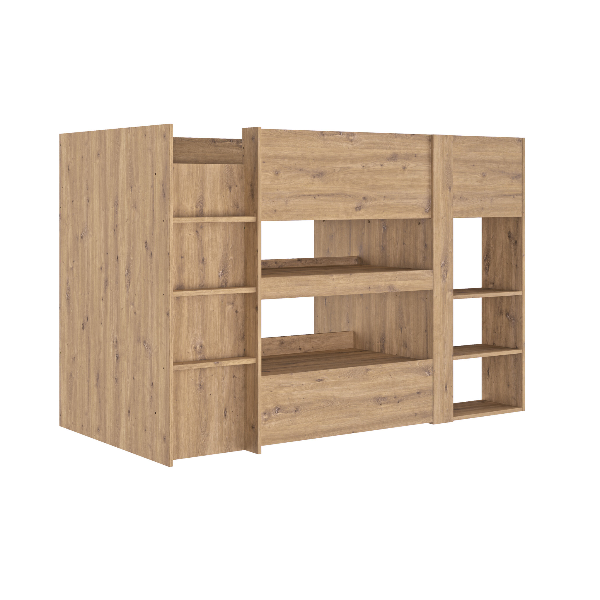Halfhoogslaper - met bureau en kast - 90x200 cm - artisan eiken