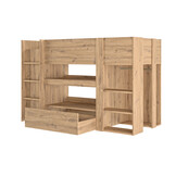 Halfhoogslaper - met bureau en kast - 90x200 cm - artisan eiken