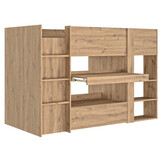 Halfhoogslaper - met bureau en kast - 90x200 cm - artisan eiken