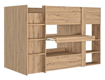 Halfhoogslaper - met bureau en kast - 90x200 cm - artisan eiken