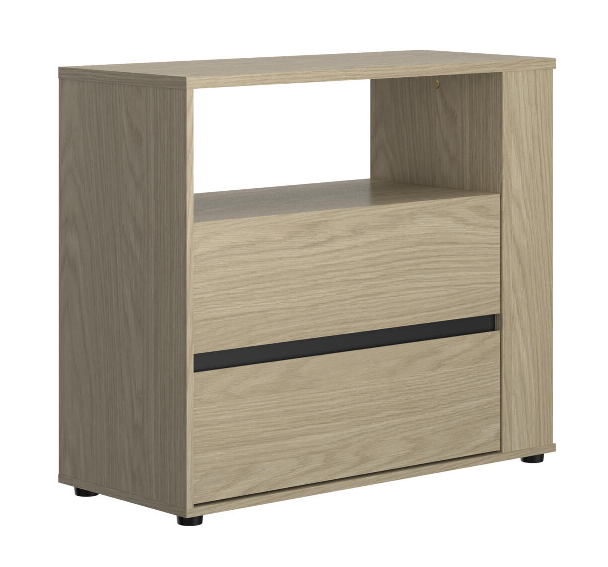 Ladekast - NAEL - 40 X 94 X 82 cm - 2 lades - rookwood eiken