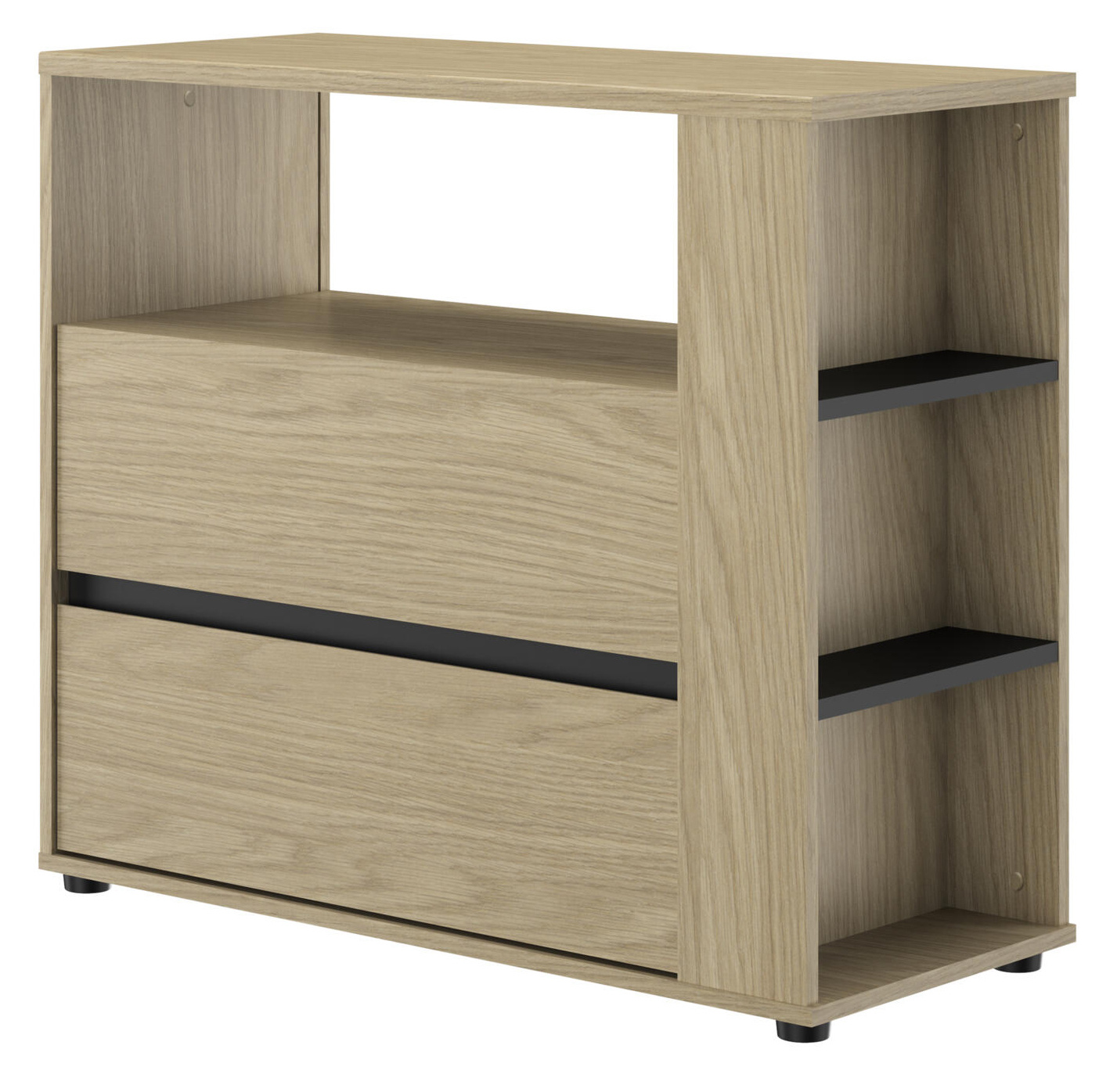 Ladekast - NAEL - 40 X 94 X 82 cm - 2 lades - rookwood eiken