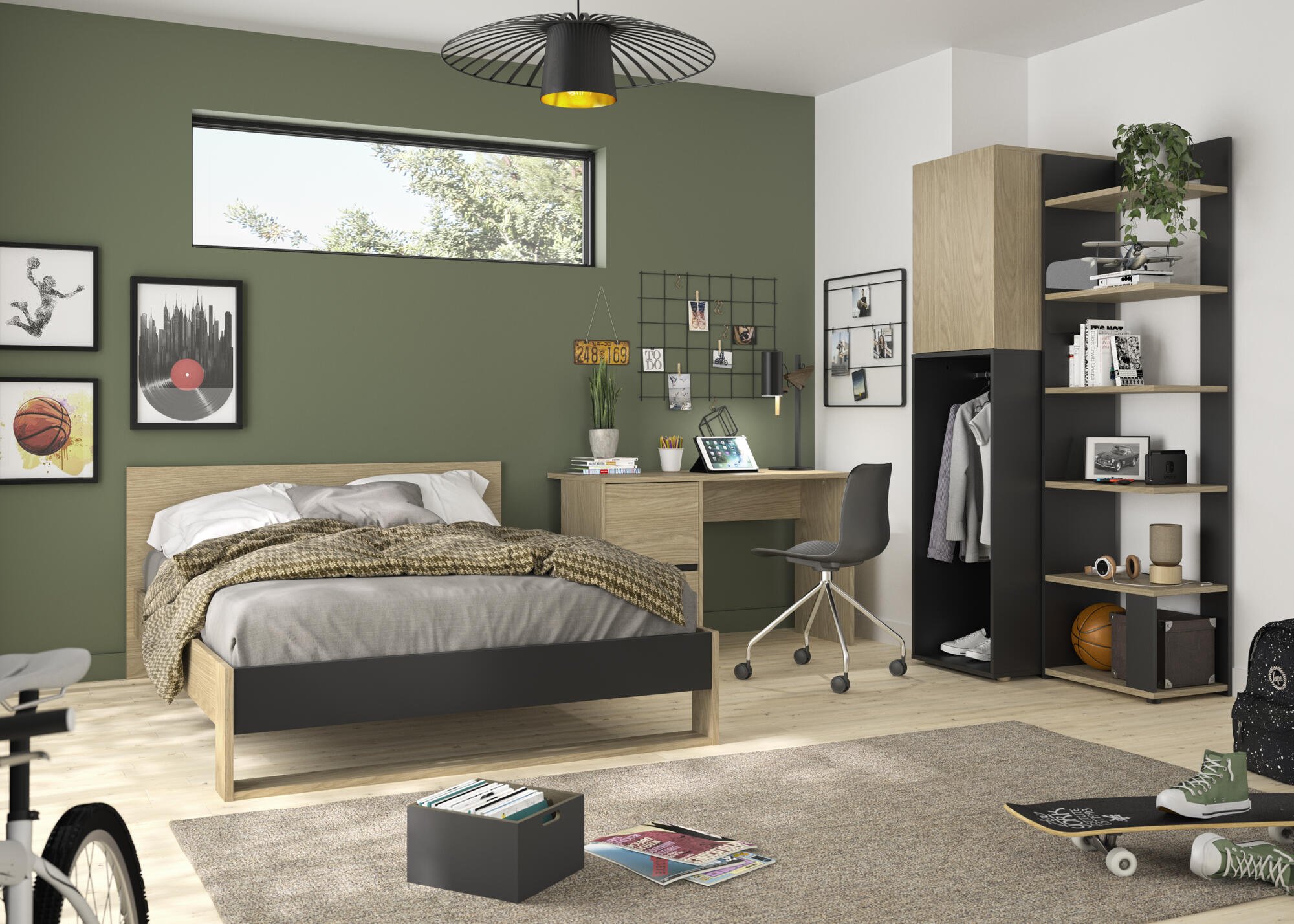 Ladekast - NAEL - 40 X 94 X 82 cm - 2 lades - rookwood eiken