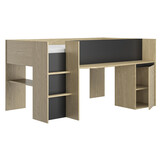 Halfhoogslaper - NAEL - 90x200 cm - met bureau - rookwood eiken