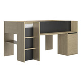 Halfhoogslaper - NAEL - 90x200 cm - met bureau - rookwood eiken