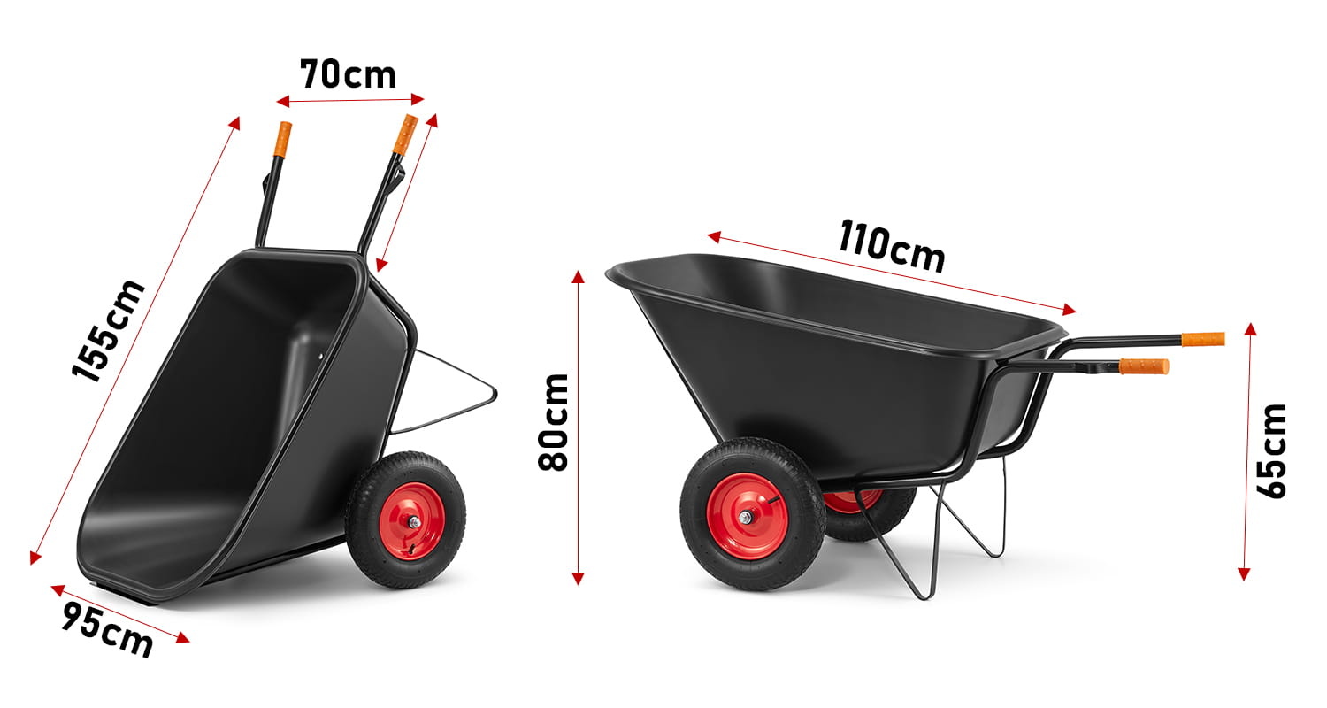 Kruiwagen - 350L - tweewielig - 300 kg draagvermogen - HIGHER