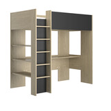 Hoogslaper - NAEL - 90x200 cm - met bureau - rookwood eiken