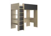 Hoogslaper - NAEL - 90x200 cm - met bureau - rookwood eiken