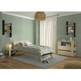Eenpersoonsbed - NAEL - 90x200 cm - rookwood eiken