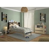 Eenpersoonsbed - NAEL - 90x200 cm - rookwood eiken