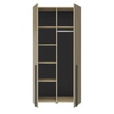 Kledingkast - NAEL - 2-deurs - 100x60x200 cm - rookwood eiken