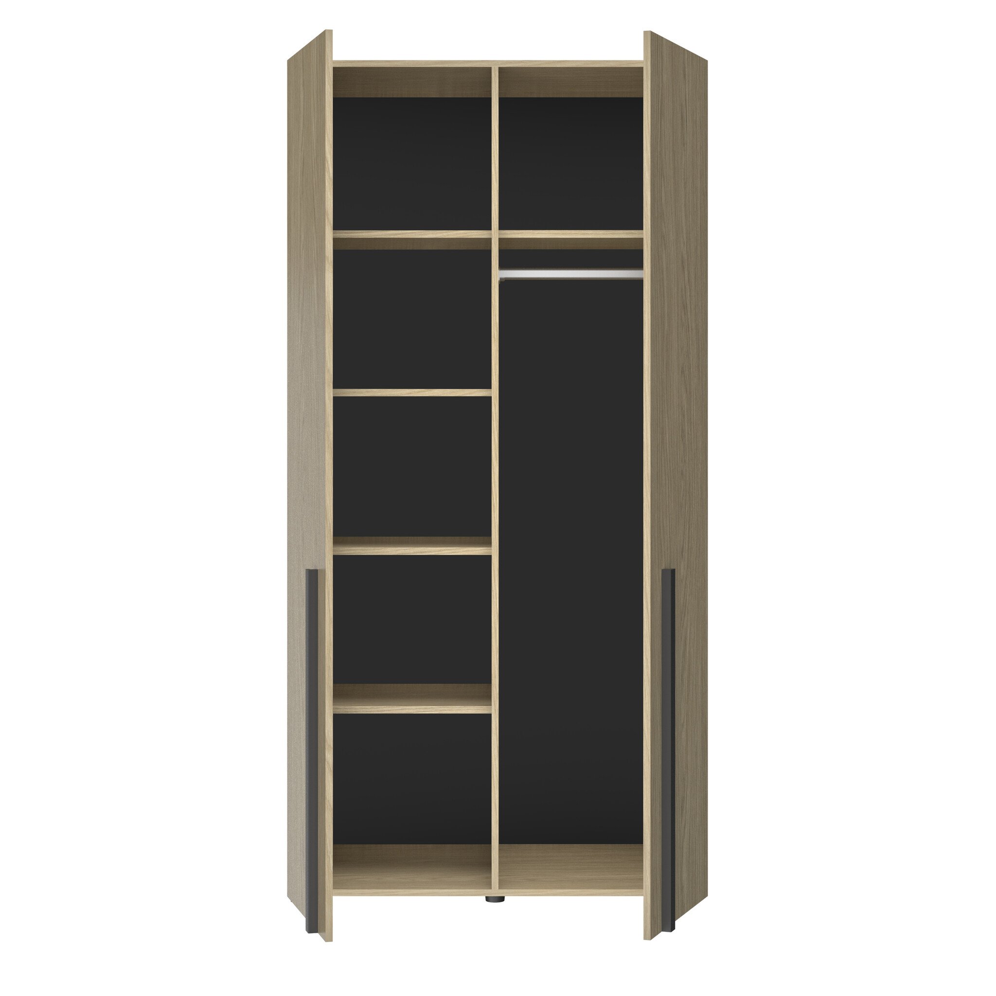 Kledingkast - NAEL - 2-deurs - 100x60x200 cm - rookwood eiken