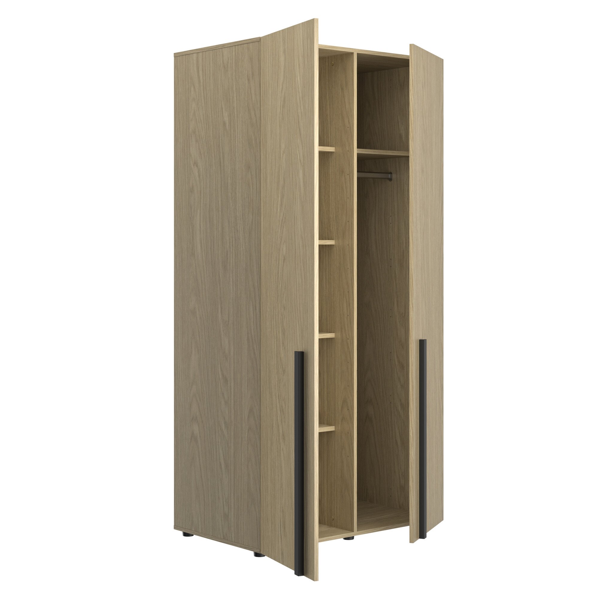 Kledingkast - NAEL - 2-deurs - 100x60x200 cm - rookwood eiken