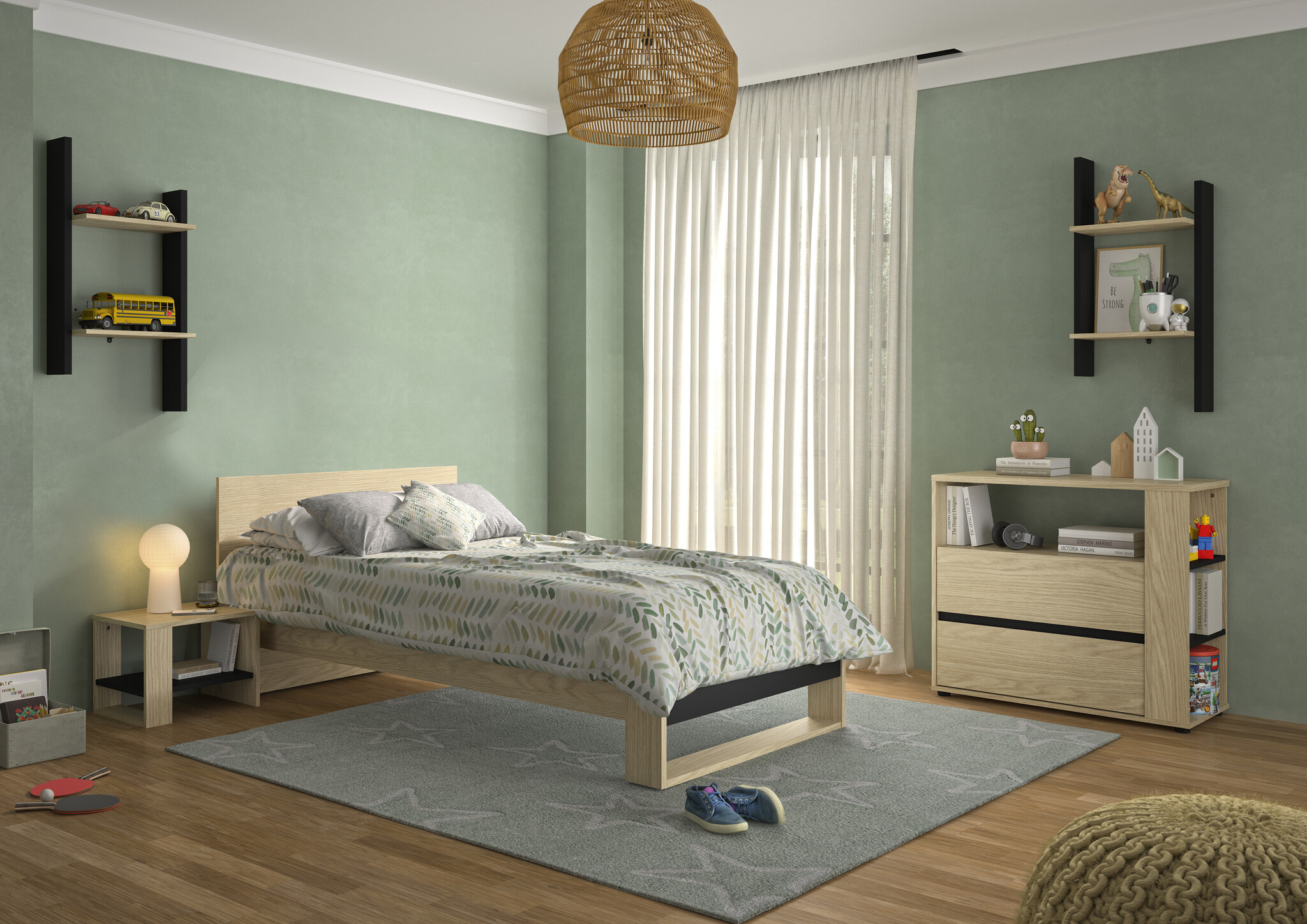Wandplank - NAEL - 44x22x93 cm - rookwood eiken