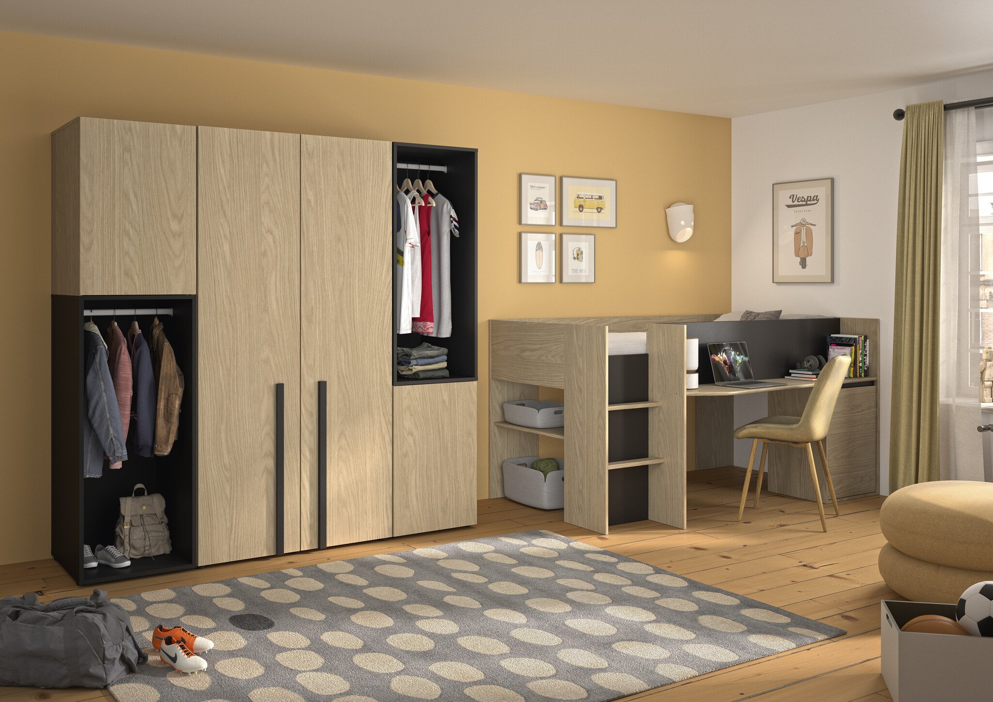 Kledingkast - NAEL - 1 deur - 50x60x200 cm - rookwood eiken