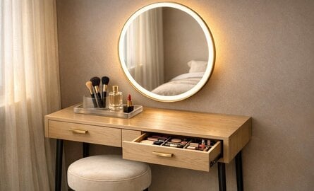 Kaptafel met spiegel en licht: zo creëer je een hotel-waardige make-up plek