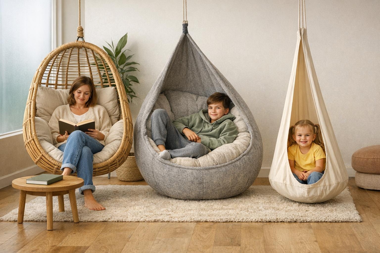 Hangstoel kopen: ei-stoel, cocoon of kinderhangstoel  -  welke past bij wie?