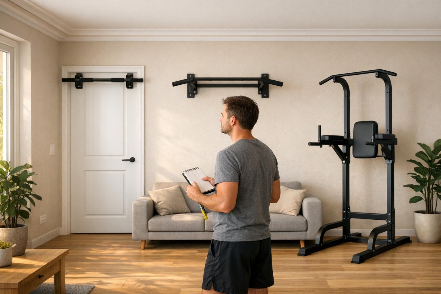 Pull-up bar plaatsen: deurkozijn, muur of vrijstaand  -  wat past bij je woning?