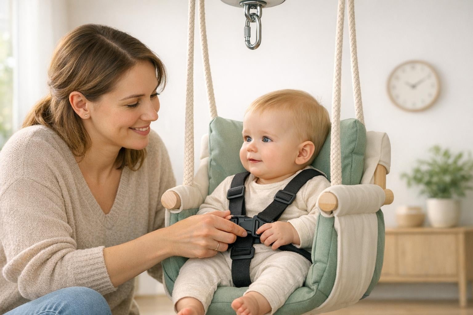 Baby schommel ophangen: vanaf welke leeftijd en hoe je het veilig doet