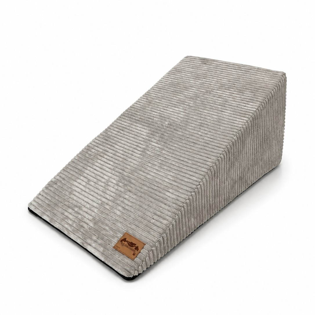 Hondentrap ribstof - kleine honden - 70x40x30 cm - lichtgrijs
