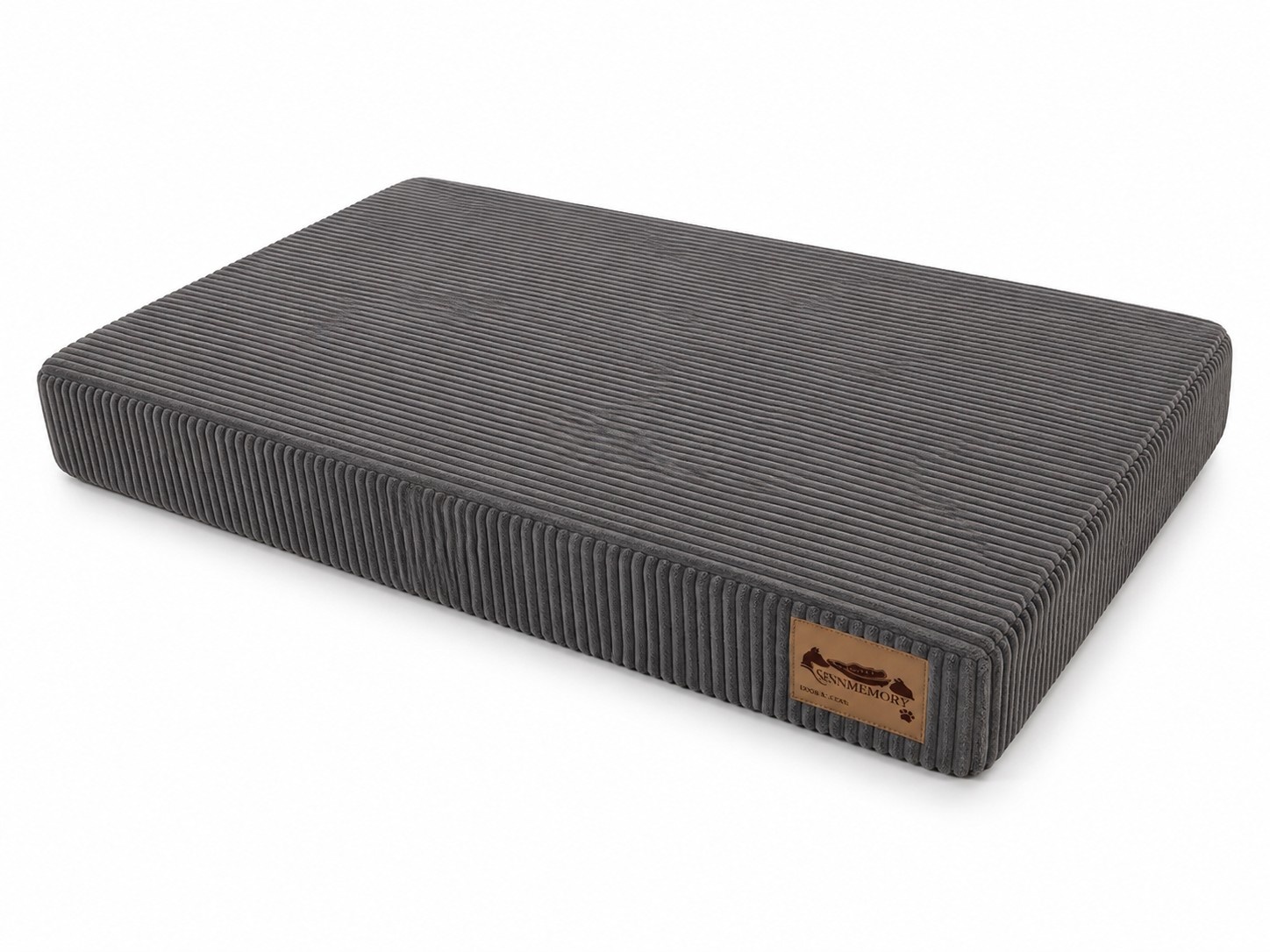 Hondenkussen - groot - 110x70x10 cm - ribstof - donkergrijs