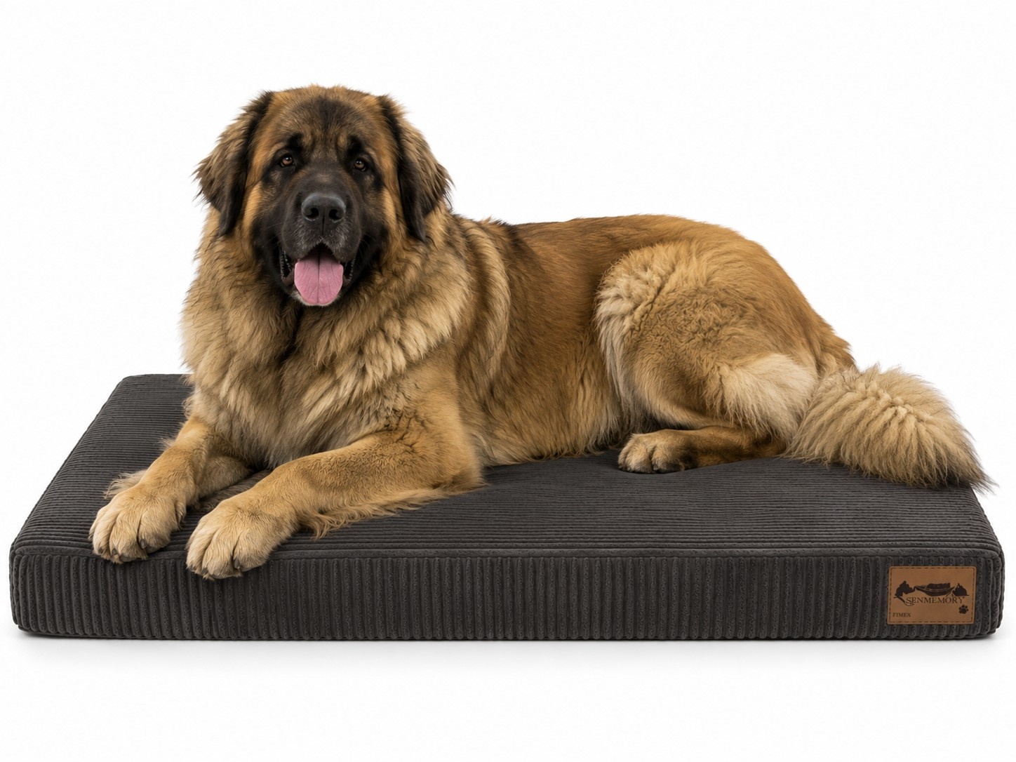 Hondenkussen - groot - 110x70x10 cm - ribstof - chocoladebruin