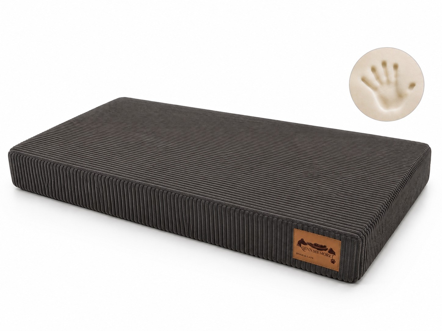 Hondenkussen - groot - 110x70x10 cm - ribstof - chocoladebruin