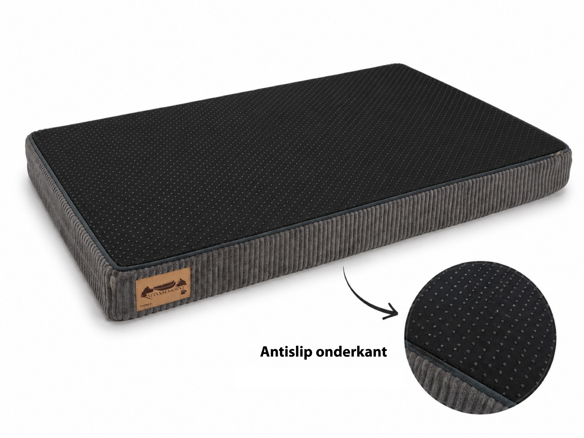 Hondenkussen - groot - 110x70x10 cm - ribstof - lichtgrijs