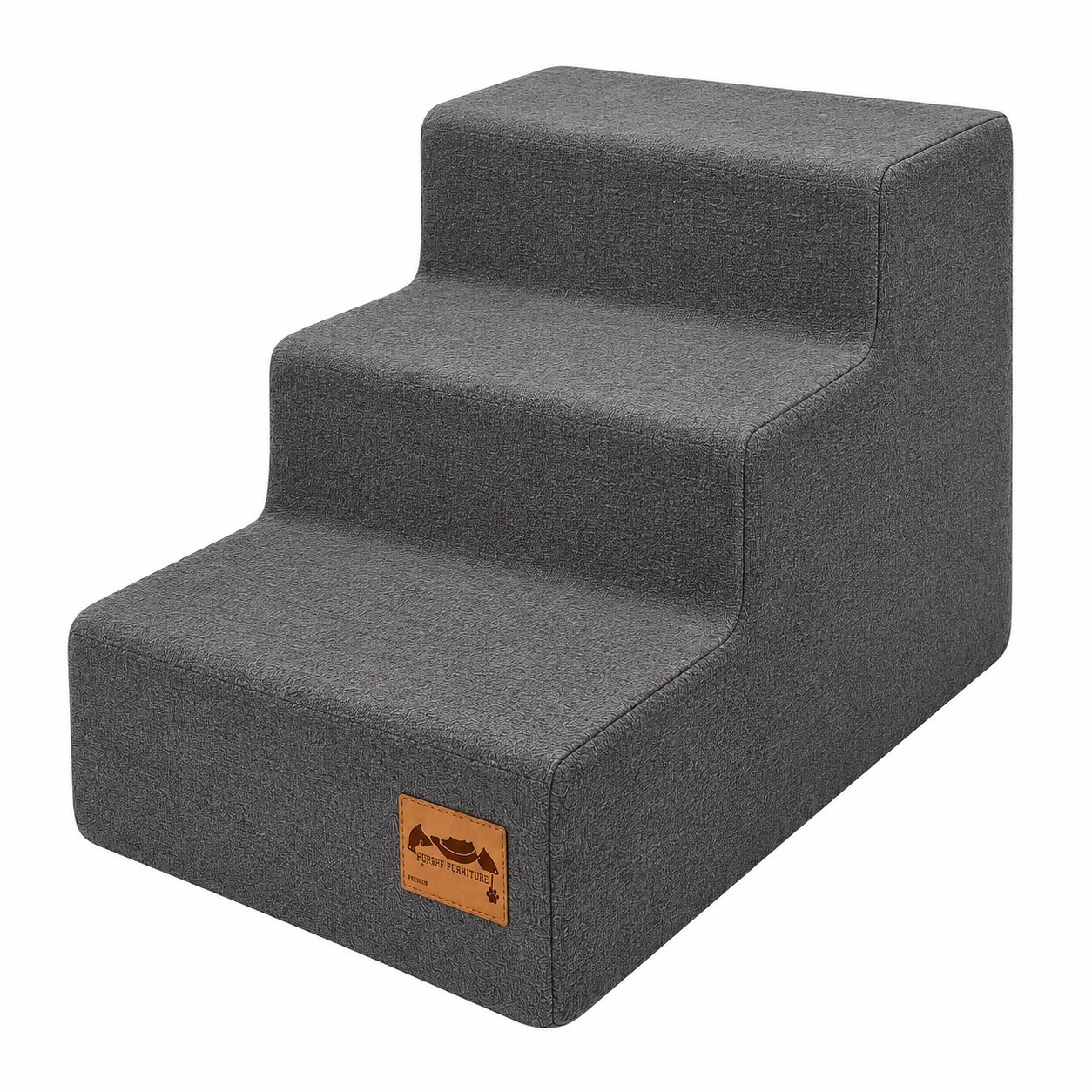 Hondentrap zacht – 3 treden - 45x30x30 cm - donkergrijs
