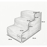 Hondentrap zacht – 3 treden - 45x30x30 cm - donkergrijs