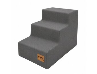 Hondentrap zacht – 3 treden - 45x30x30 cm - grijs