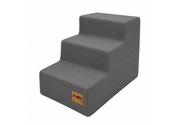 Hondentrap zacht – 3 treden - 45x30x30 cm - grijs